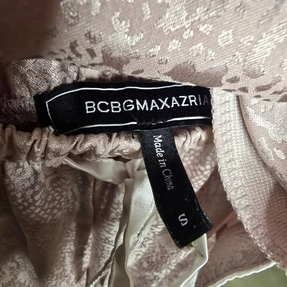 BCBGMAXAZRIA Pink Animal Print Jacquard Satin Pajama Set Size Small